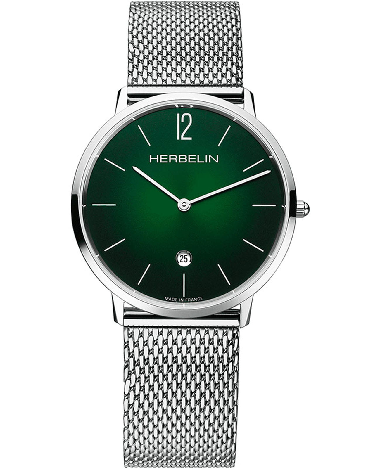 Herbelin Herbelin City 19515AP16B  19515AP16B кварцевые мужские часы зеленый циферблат, браслет нержавеющая сталь — вид спереди