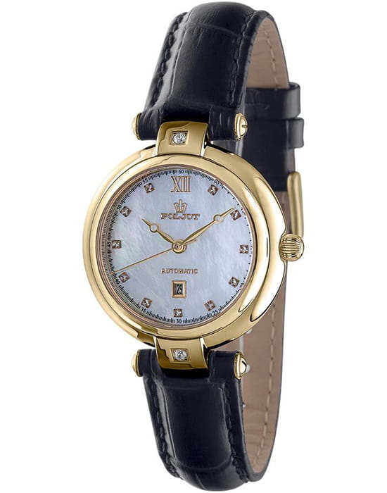 Полет Полет Майя NH05.676015  NH05.676015 механические женские часы белый циферблат, браслет кожаный — вид спереди