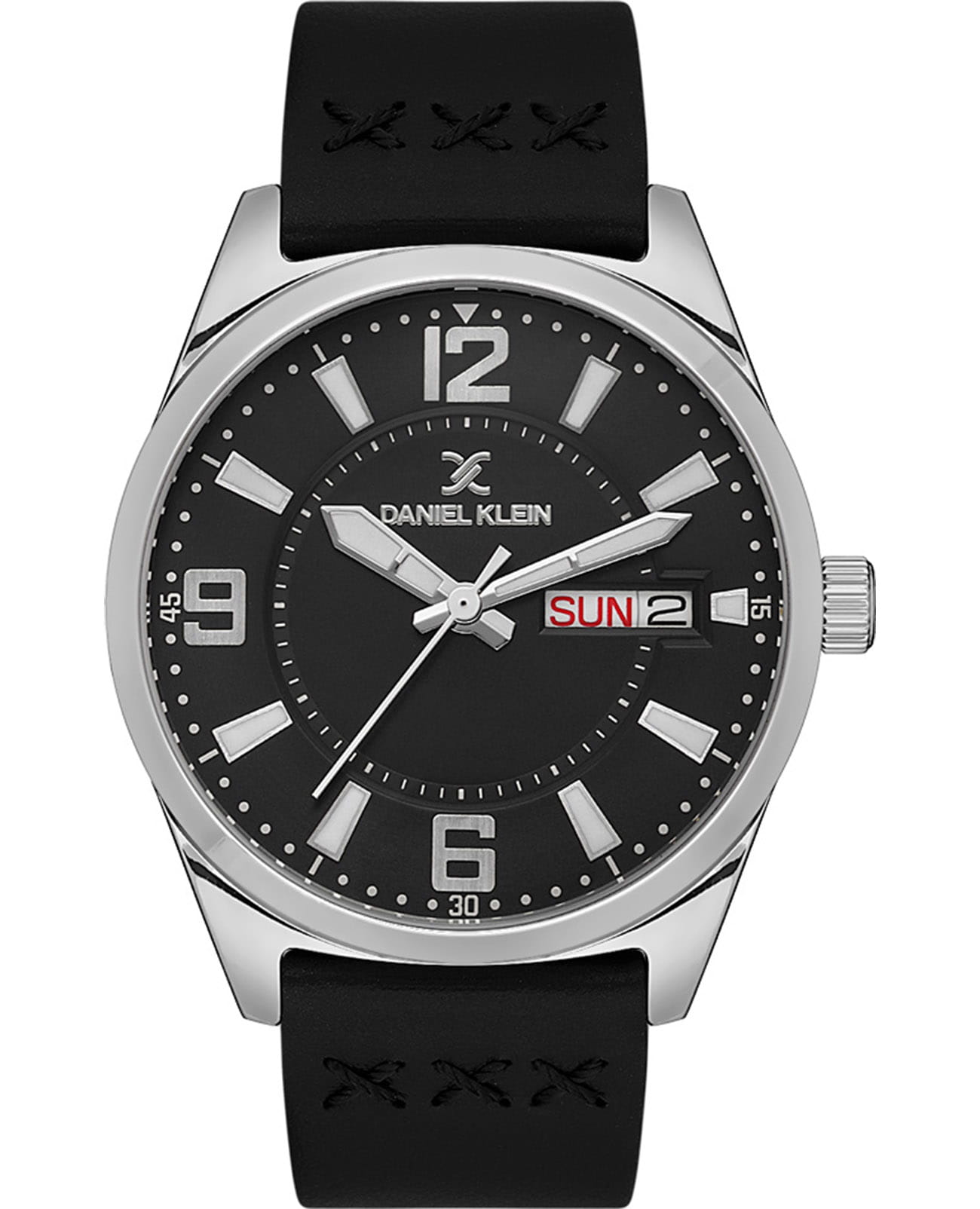 Daniel Klein Daniel Klein Premium DK.1.13668-2  DK.1.13668-2 кварцевые мужские часы черный циферблат, браслет кожаный — вид спереди