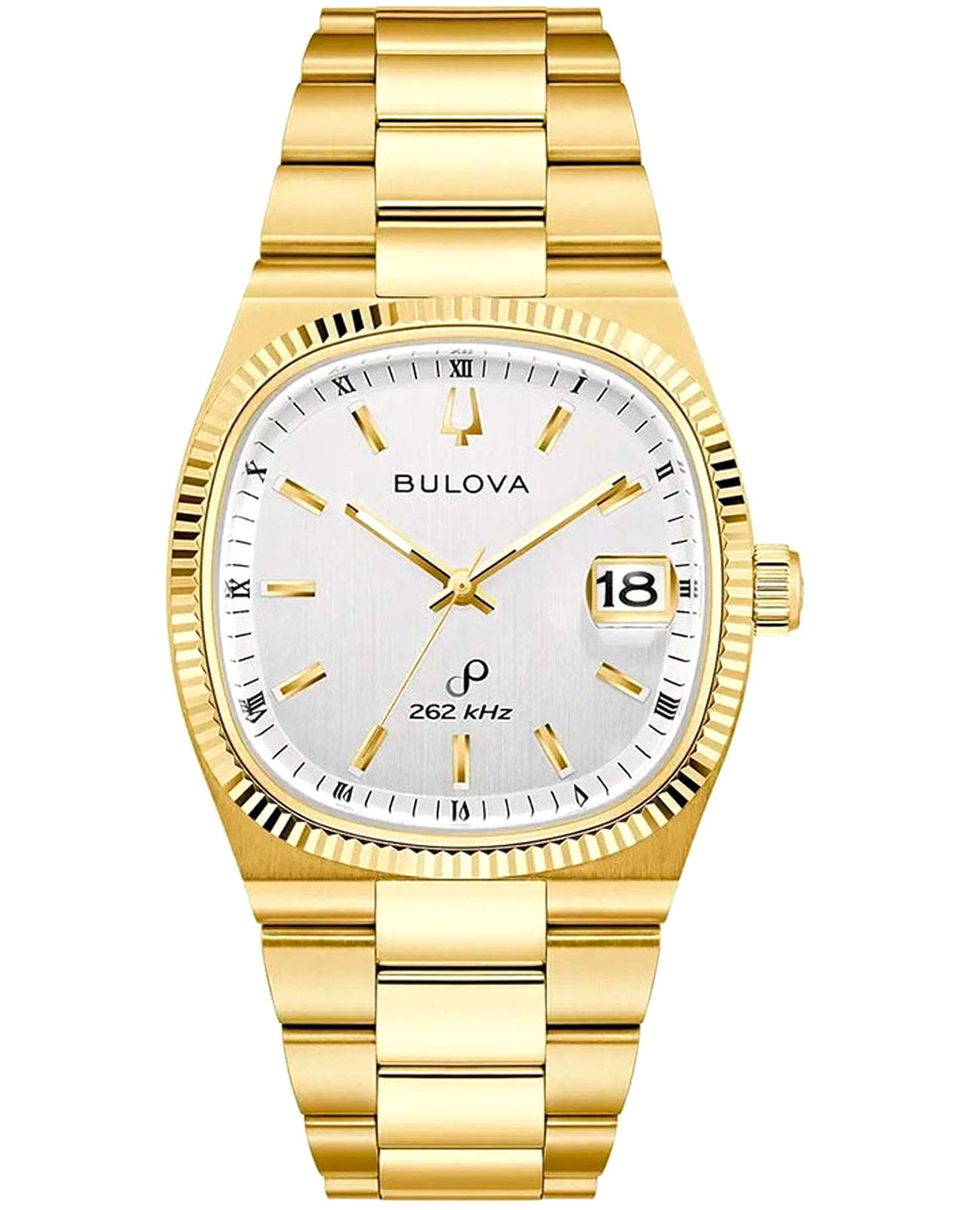 Bulova Bulova Super Seville 97B223  97B223 кварцевые мужские часы серебристый циферблат, браслет нержавеющая сталь с pvd-покрытием — вид спереди