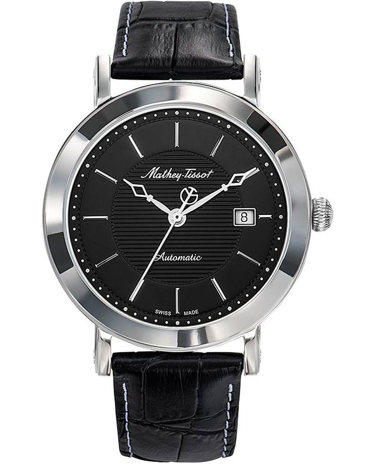 Mathey-Tissot Mathey-Tissot City Auto HB611251ATAN  HB611251ATAN механические мужские часы черный циферблат, браслет кожаный — вид спереди