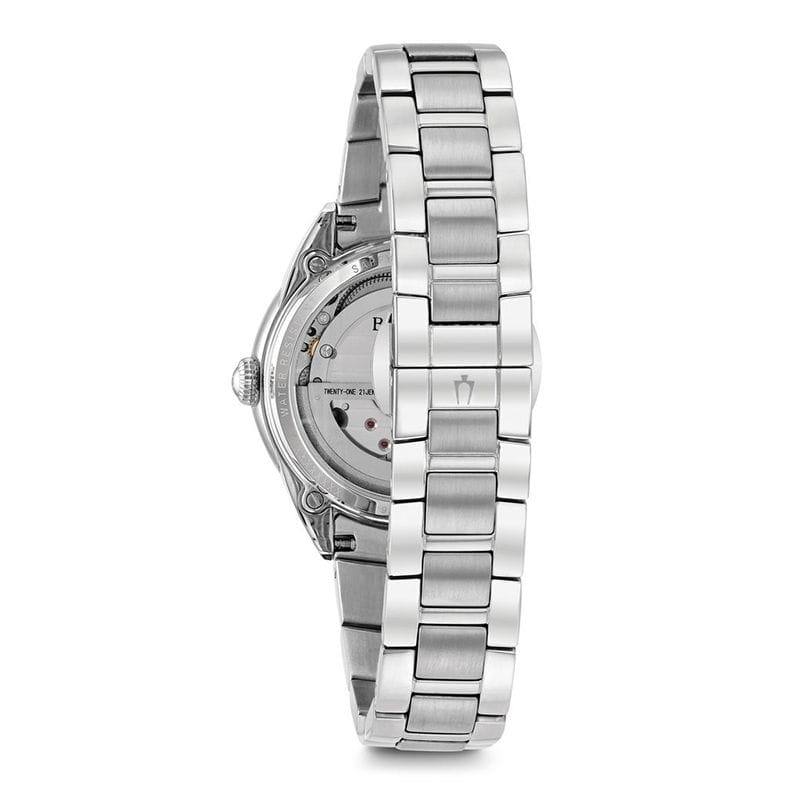 Bulova Bulova Automatic Ladies 96P181,  сша женские часы на браслете нержавеющая сталь боковой вид
