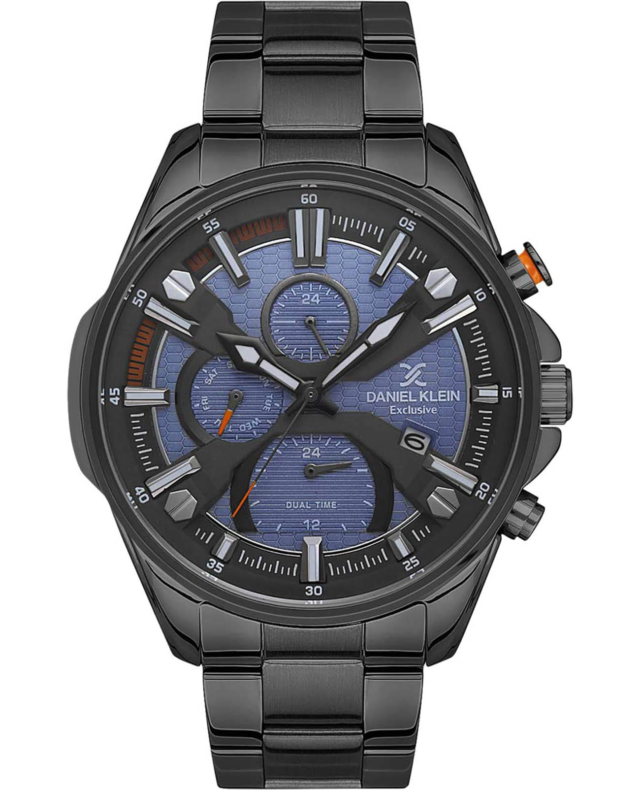 Daniel Klein Daniel Klein Exclusive DK.1.13387-5  DK.1.13387-5 кварцевые мужские часы синий циферблат, браслет нержавеющая сталь с ip-покрытием — вид спереди