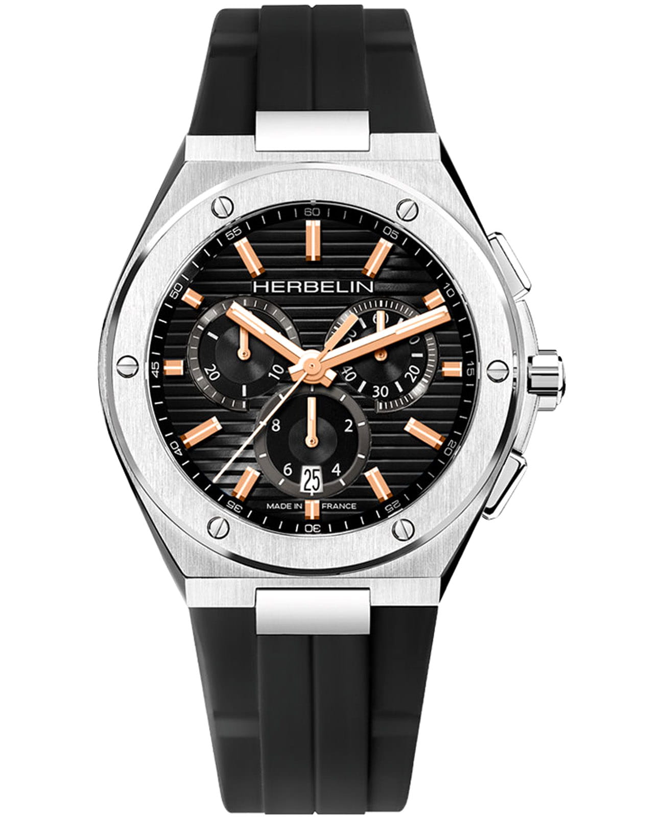 Herbelin Herbelin Cap Camarat 37645A14TR  37645A14TR кварцевые мужские часы черный циферблат, браслет каучук — вид спереди
