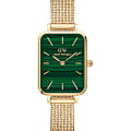 Daniel Wellington Daniel Wellington Quadro Pressed Evergold DW00100561  DW00100561 кварцевые женские часы  зеленый циферблат, браслет сталь c pvd покрытием — вид спереди