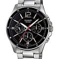 Casio Casio Collection MTP-1374D-1AVDF (MTP-1374D-1A)  MTP-1374D-1A кварцевые мужские часы  черный циферблат, браслет нержавеющая сталь — вид спереди