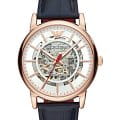 Emporio Armani Emporio Armani AR60009  AR60009 механические мужские часы  белый циферблат, браслет кожаный — вид спереди