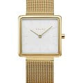 Obaku Obaku Kvadrat Gold V231LXGIMG  V231LXGIMG кварцевые женские часы  коричневый циферблат, браслет сталь с ip покрытием — вид спереди