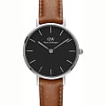 Daniel Wellington Daniel Wellington Petite Durham DW00100234  DW00100234 кварцевые женские часы  черный циферблат, браслет кожаный — вид спереди