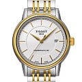 Tissot Tissot Carson Powermatic 80 T085.407.22.011.00 Carson T0854072201100 механические мужские часы белый циферблат, браслет сталь c pvd покрытием — вид спереди