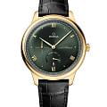Omega Omega De Ville Prestige 434.53.41.21.10.001 Prestige 43453412110001 механические мужские часы  зеленый циферблат, браслет кожаный — вид спереди