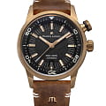 Maurice Lacroix Maurice Lacroix Pontos S Diver PT6248-BRZ01-330-3  PT6248-BRZ01-330-3 механические мужские часы  черный циферблат, браслет кожаный — вид спереди