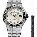Maurice Lacroix Maurice Lacroix Aikon Venturer GMT AI6158-SS00F-130-A  AI6158-SS00F-130-A механические мужские часы  серебристый циферблат, браслет нержавеющая сталь — вид спереди
