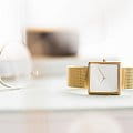 Obaku Obaku Kvadrat Gold V231LXGIMG кварцевые женские часы часы, крупный план коричневый циферблат