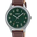 Casio Casio Collection MTP-B160L-3BVDF (MTP-B160L-3B)  MTP-B160L-3BV кварцевые мужские часы  зеленый циферблат, браслет кожаный — вид спереди