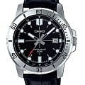 Casio Casio Collection MTP-VD01L-1EVUDF (MTP-VD01L-1E)  MTP-VD01L-1E кварцевые мужские часы  черный циферблат, браслет кожаный — вид спереди