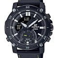 Casio Casio Edifice ECB-20CL-1A ECB ECB-20CL-1A кварцевые мужские часы  черный циферблат, браслет кожаный — вид спереди