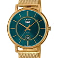 Casio Casio Collection MTP-B120MG-3AVDF (MTP-B120MG-3A)  MTP-B120MG-3A кварцевые мужские часы  зеленый циферблат, браслет сталь с ip покрытием — вид спереди