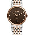 Rado Rado Florence Classic Diamonds R48912763 Classic R48912763 кварцевые мужские часы  коричневый циферблат, браслет нержавеющая сталь с pvd-покрытием — вид спереди