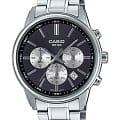 Casio Casio Collection MTP-E515D-1AVDF (MTP-E515D-1A)  MTP-E515D-1A кварцевые мужские часы  черный циферблат, браслет нержавеющая сталь — вид спереди