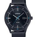 Casio Casio Collection MTP-E710MB-1AVDF (MTP-E710MB-1A)  MTP-E710MB-1A кварцевые мужские часы  черный циферблат, браслет сталь с ip покрытием — вид спереди
