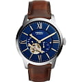Fossil Fossil Carlie  ME3110  ME3110 механические мужские часы  синий циферблат, браслет кожаный — вид спереди