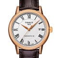 Tissot Tissot Carson Powermatic 80 T085.407.36.013.00 Carson T0854073601300 механические мужские часы  белый циферблат, браслет кожаный — вид спереди