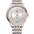 Omega Omega De Ville Prestige 434.20.42.22.02.001 Prestige 43420422202001 механические мужские часы  серебристый циферблат, браслет сталь + золото — вид спереди