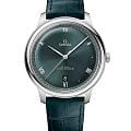 Omega Omega De Ville Prestige 434.13.40.20.10.001 Prestige 43413402010001 механические мужские часы  зеленый циферблат, браслет кожаный — вид спереди